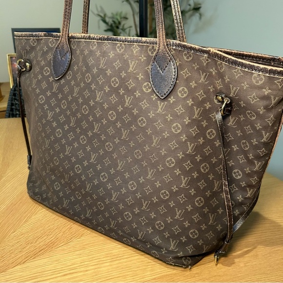Authentic Louis Vuitton Monogram Mini Lin Neverfull Chocolate Brown Bag - Picture 17 of 17